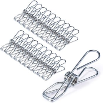 New 40 pack Stainless Steel Clothes Pegs Utility Laundry Clips Free Storage Bag. 