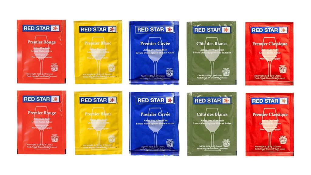 Red Star Sampler Pack Wine Yeast - Pack of 10 - with North Mountain Supply Fresh Yeast
