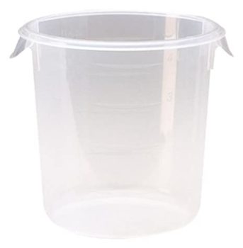 Rubbermaid Commercial Products Plastic Round Food Storage Container for Kitchen/Food Prep/Storing, 4 Quart, Clear, Container Only (FG572124CLR)