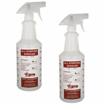 32 oz All-Purpose Spray Bottles - Natural HDPE Plastic w/Trigger Sprayer - Commercial Grade, Industrial or Home Use for Cleaning, Chemicals, Garden - Made in USA (2 Pack, Red)