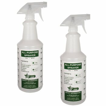 32 oz All-Purpose Spray Bottles - Natural HDPE Plastic w/Trigger Sprayer - Commercial Grade, Industrial or Home Use for Cleaning, Chemicals, Garden - Made in USA (2 Pack, Green)