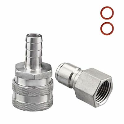 FERRODAY Stainless Steel Quick Disconnect Set 1/2 NPT Female Disconnect 1/2" Barb