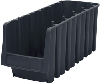 Akro-Mils 30778 Economy Stacking Shelf Plastic Storage Bins, (18-Inch x 8-3/8-Inch x 7-Inch), Black (8-Pack) (30778BLACK)