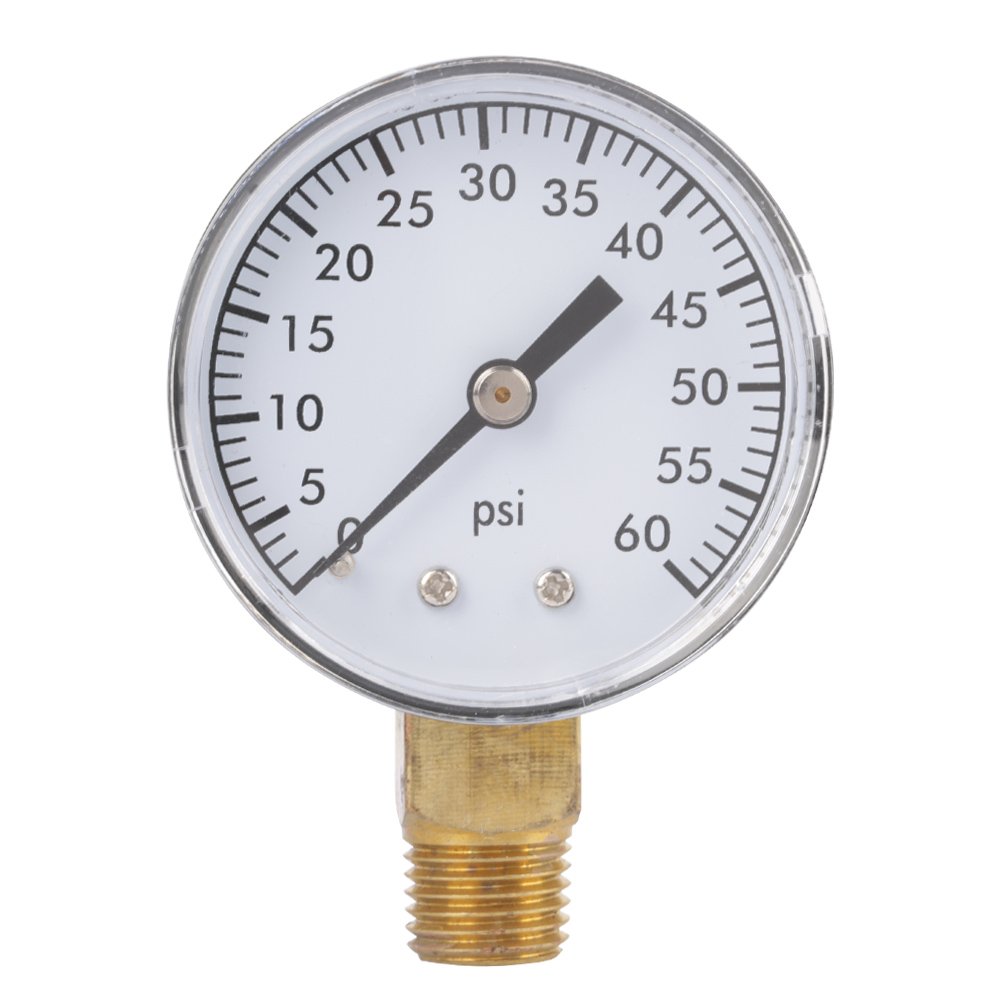 Pressure Gauge, Dual Scale Air Gas Water Gauge 0-60psi with 1/4 Inches NPT Bottom Mount for Air Tank Accessory