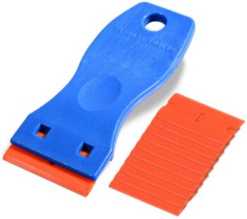 Ehdis 1.5" Plastic Razor Scraper with 10pcs Double Edged Plastic Blades for Removing Labels Stickers Decals on Glass Windows