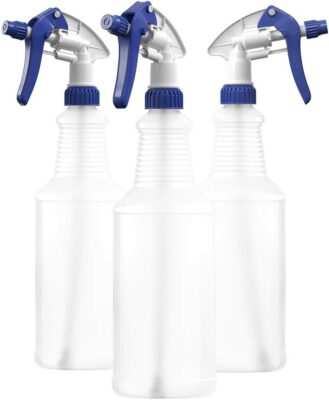 Bar5F M-Series Plastic Bottle Sprayer with Fully Adjustable Nozzle, 32 Ounces, Blue/White, Pack of 3