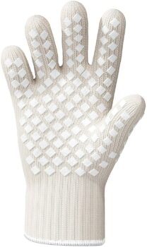 1 PCS Heat Resistant Glove Oven Gloves Heat Resistant WHITE BBQ Gloves For Grilling Gloves Heat Resistant Cooking Heat Resistant Gloves Kitchen Heat Gloves High Temp Grill Gloves with White Silicone