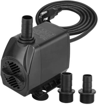 KEDSUM 880GPH Submersible Pump(3500L/H, 100W), Ultra Quiet Water Pump with 10ft High Lift, Fountain Pump with 5.9 ft Power Cord, 3 Nozzles for Fish Tank , Pond , Aquarium, Statuary, Hydroponics