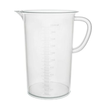 Eisco Labs 2000ml Polypropylene"Pitcher" - Beaker with Handle and Spout, 20ml Graduations