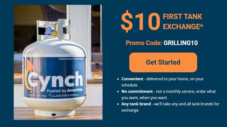 10 Propane Tank Refill when you try AmericaGas Cynch Tank Delivery