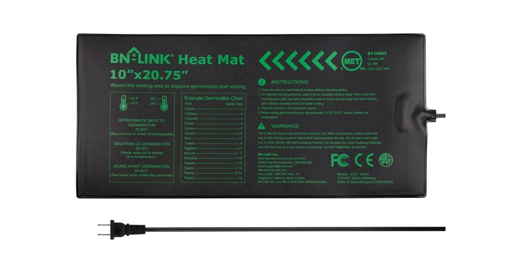 BN-LINK Durable Seedling Heat Mat Warm Hydroponic Heating Pad Waterproof 10" x 20.75"