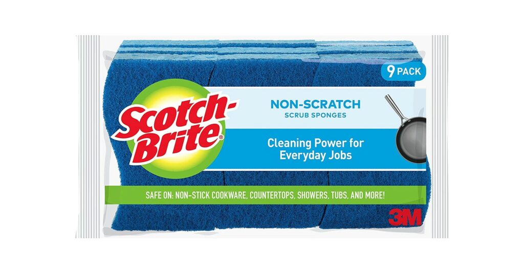Scotch-Brite Non-Scratch Scrub Sponges, 9 Scrub Sponges, Lasts 50% Longer than the Leading National Value Brand