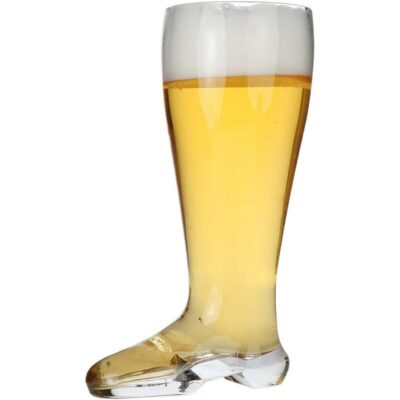 Lily's Home Das Boot Oktoberfest Beer Stein Glass, Great for Restaurants, Beer Gardens, and Parties or as a Funny Bachelor Party Gift, Jackboot Style, (1 Liter Capacity, 9.8" H x 3.9" W x 5.7" D)