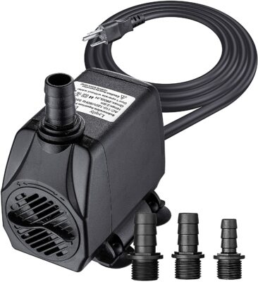 Lyqily 740GPH Water Pump Ultra Quiet 55W Submersible Fountain Aquarium Fish Pond Hydroponic Pump with 8.5ft High Lift, 5.9ft Three-pin Plug Power Cord, 3 Nozzles(0.51"/0.63"/0.75")