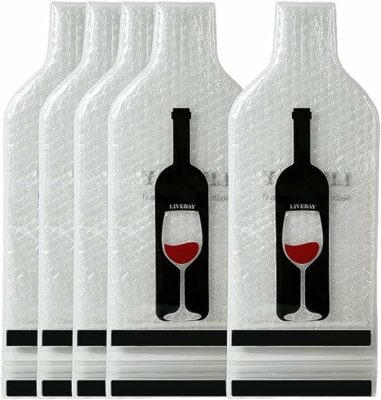 5 Pack Reusable Wine Bag for Travel Wine Bottle Protector Sleeve for Airplane Car Cruise Protection Luggage Leak-proof