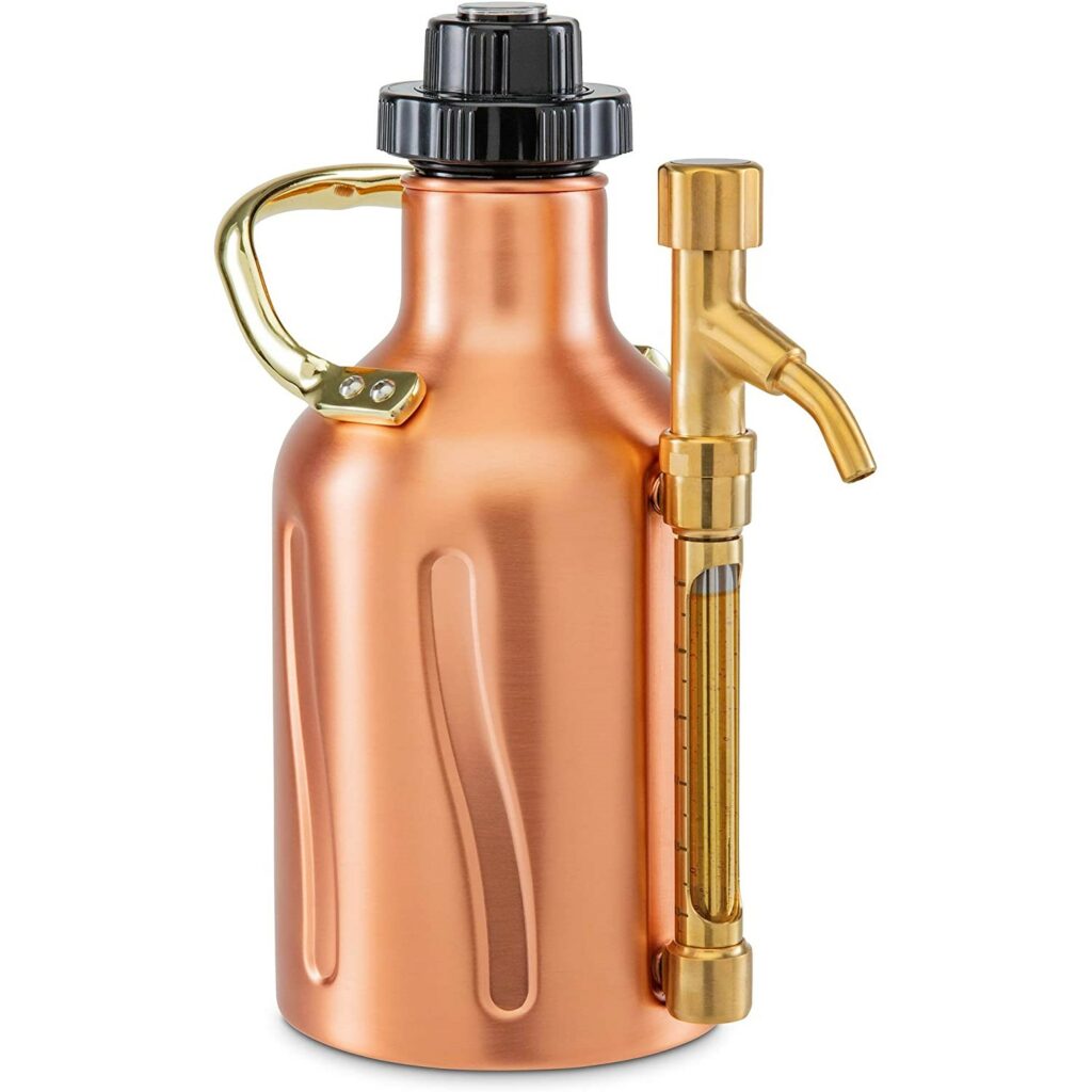 Ivation Carbonated Growler, Pressurized Stainless Steel Beer Keg & Dispenser, Double-Walled Insulated, Pressure Control Cap, Tap Pour Spout, [2] CO2 Cartridges, Portable Handle, (64oz.)
