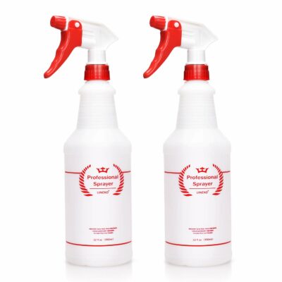 Plastic Spray Bottle 2 Pack, 32 Oz, All-Purpose Heavy Duty Spraying Bottles Sprayer Leak Proof Mist Empty Water Bottle for Cleaning Solution Planting Pet with Adjustable Nozzle