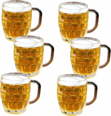 LavoHome Dimple Stein European Stein Style Beer Glass Mug With Handle -16 oz (6)