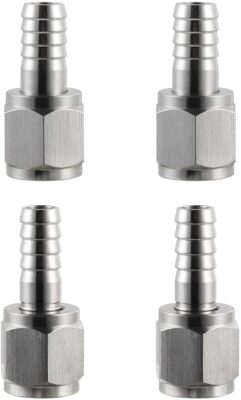【2 Pairs】MRbrew Homebrew Hose Swivel Nut Barb, 1/4'' Barb & 5/16'' Barb, Stainless Steel MFL Quick Disconnects Fittings for Brewing Keg System