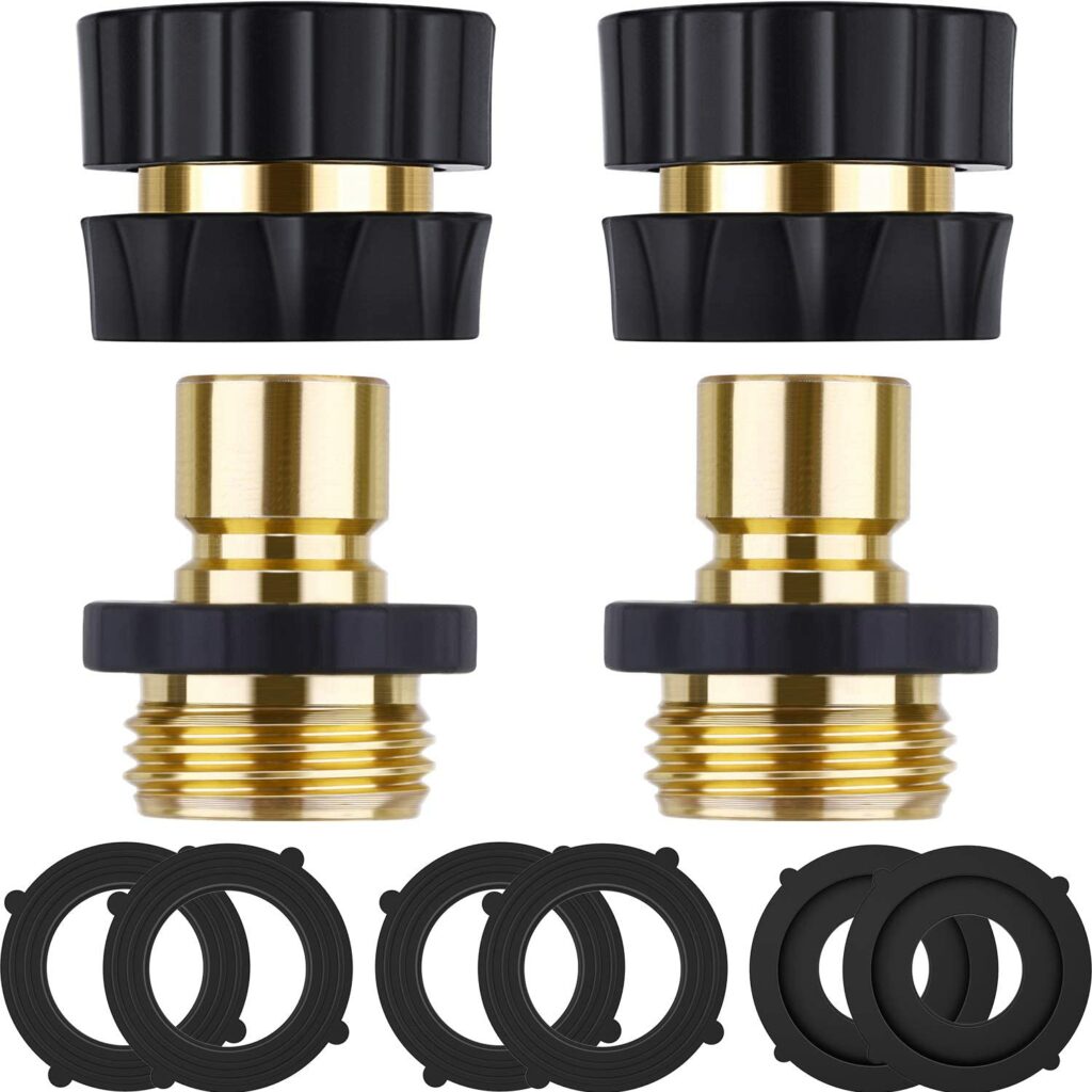 Maitys 2 Sets 3/4 Inch Garden Hose Fitting Quick Connector and 6 Pieces Faucet Rubber Gasket (2 Sets)