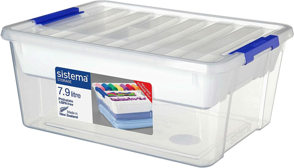 Sistema 70078-02 Home Collection All-Purpose Plastic Storage Container with Organizing Tray and Lid, 8.35 Quart