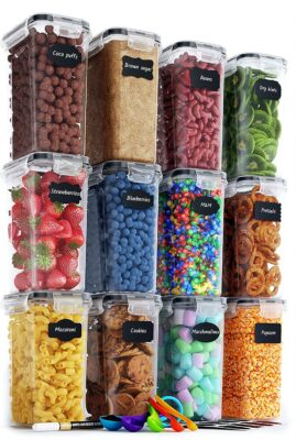 Airtight Food Storage Containers Set - 12 PC/Small Size - 2L/ 67oz - Kitchen & Pantry Organization, Ideal for Flour & Sugar - BPA-Free - Plastic Canisters with Labels, Marker & Spoon Set