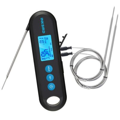 Bluetooth Instant Read Meat Thermometer IHT-2PB,Inkbird 2 in 1 328ft Range Rechargeable Digital Cooking Food Thermometer with External Probe,Temperature Alarms,Timer for Grilling,Smoking