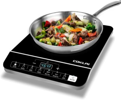 COKLAI Portable Induction Cooktop 1800W Induction Burner for Cooking with 6 Programs, Sensor Touch Countertop Burner with Count-down and Pre-Set Timer, 10 Temperture and 9 Power Induction Hot Plate