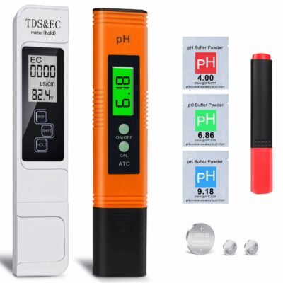 OQTO PH Meter and TDS Meter Combo, 0.01 PH High Accuracy Water Quality Tester with 0-14 pH Measurement Range, 3 in 1 TDS EC Temperature Meter with Hold Function