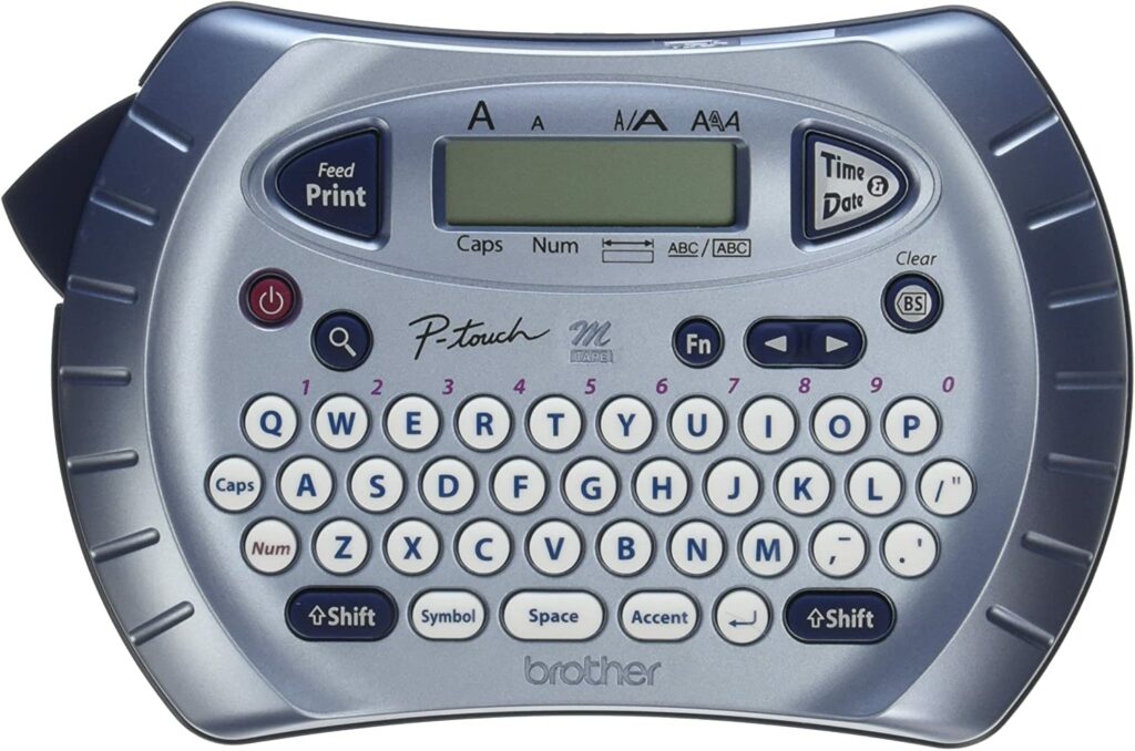 Brother P-touch Label Maker, Personal Handheld Labeler, PT70BM, Prints 1 Font in 6 Sizes & 9 Type Styles, Two-Line Printing, Silver