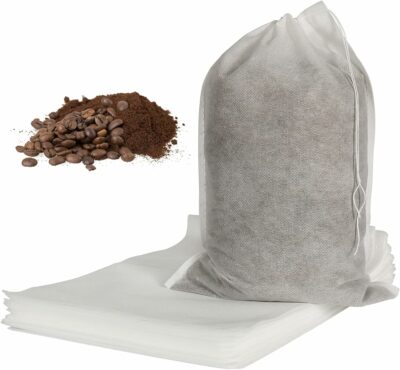 50pcs No Mess Large Cold Brew Bags, 8x12 inch Disposable Coffee Filter Bag Fine Mesh Hops Brewing Drawstring Pouches for Iced Coffee