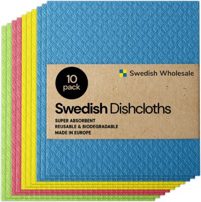 Swedish Wholesale Swedish Dish Cloths for Kitchen- 10 Pack Reusable Paper Towels for Counters & Dishes - Eco Friendly Cellulose Sponge Cloth - Assorted