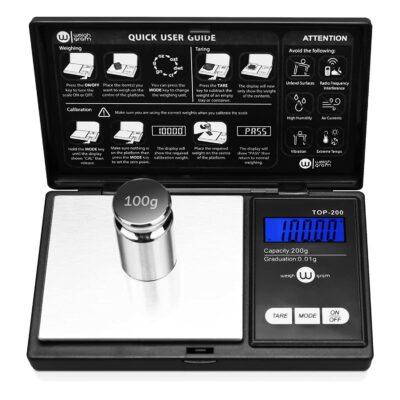 Weigh Gram Scale Digital Pocket Scale,200g x 0.01g,Digital Grams Scale, Food Scale, Jewelry Scale Black, Kitchen Scale With100g Calibration Weight