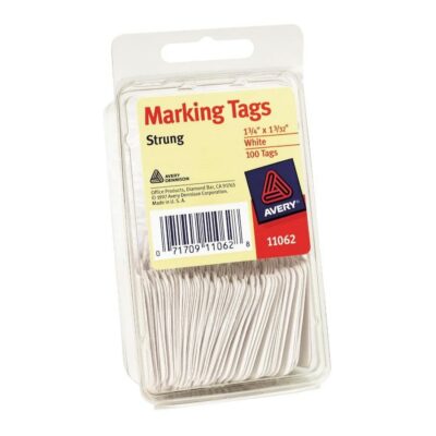 Avery White Marking Tags, Strung, 1-3/4" x 1-3/32", Pack of 100 (11062)