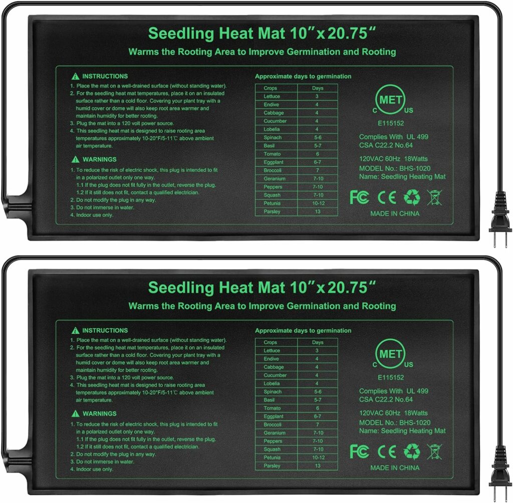 HYDGOOHO Seedling Heat Mat, 10"x 20.75" Plant Heating Pad for Home Gardening Seed Starting, MET Certified Waterproof Durable Germination Station Heat Mat