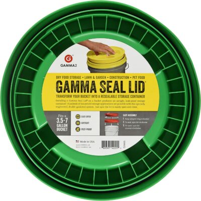GAMMA2 Gamma Seal Lid - Pet Food Storage Container Lids - Fits 3.5, 5, 6, & 7 Gallon Buckets, Green
