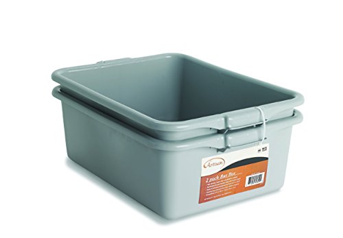 Artisan Utility Bus Box and Storage Bin with Handles, 2-Pack, Gray, 15.5" x 21" x 7"