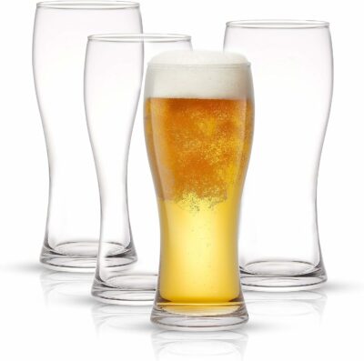 JoyJolt Callen 15.5oz Beer Glasses Set of 4 Beer Pint Glass. Craft Beer Glass, Pilsner Glasses, IPA Beer Glass. Solid Glassware Beer Cup. Classic Beer Gifts, Beer Cups, Mugs and Beer Glasses for Men