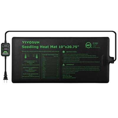 VIVOSUN Seedling Heat Mat with Self-Adjusting Dual Digital Display Temperature Controller, 10"x20.75" Waterproof Plant Heating Pad for Germination, Hydroponics, Brewing, Breeding, and Greenhouses