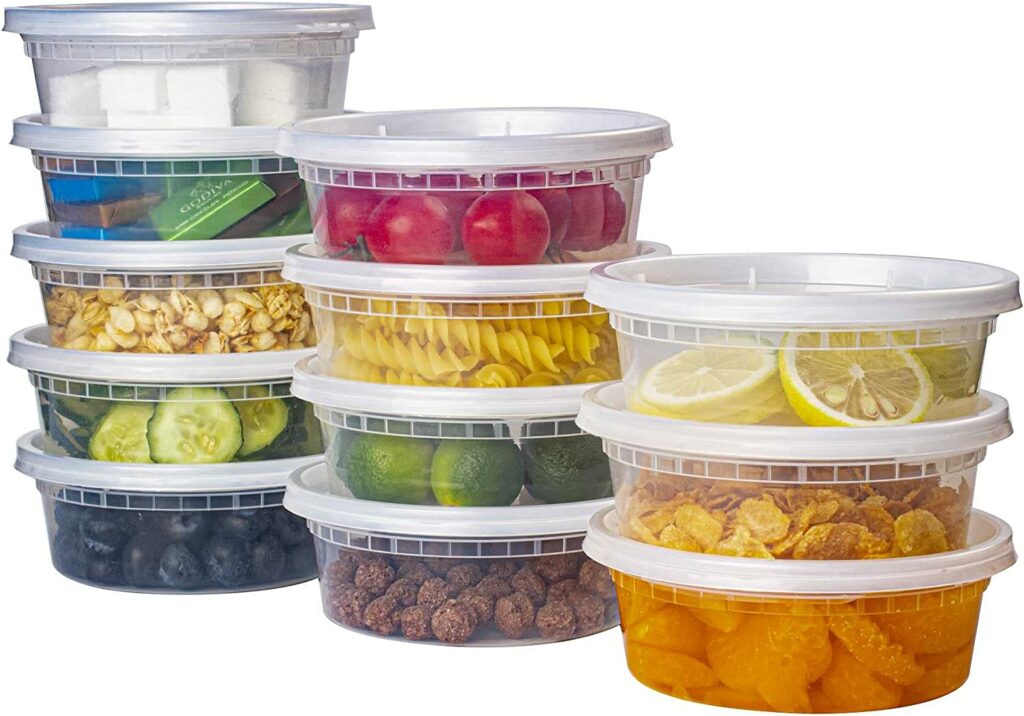 Orgtiv [60 Sets] 8oz Small Plastic Deli Containers with Lids,Disposable Food Containers with Lids for Slime Snack Soup Candy Meal Prep Leftover,BPA Free Clear Round Plastic Bowls and Jars
