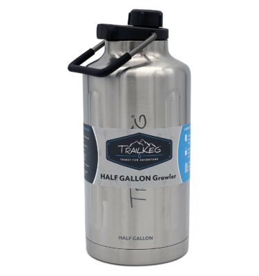 TrailKeg Half Gallon - 64oz Vacuum Insulated Bottle - Portable Stainless Steel Growler for Beer and Other Beverages - Keeps Drinks Cold for Up to 24 Hours - Double Sealing Lid with Easy-Carry Handle
