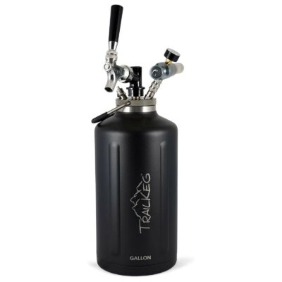 TrailKeg - Gallon Stainless Steel Growler for Beer - Vacuum Insulated Double Wall Design - Chrome Tap and Dual Stage CO2 Regulator - Keeps Drinks Perfectly Cold and Carbonated - Portable and Durable