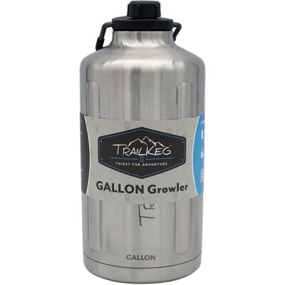 TrailKeg - Gallon Vacuum Insulated Bottle - Portable Stainless Steel Growler for Beer and Other Beverages - Keeps Drinks Cold for Up to 24 Hours - Double Sealing Mod Lid w/Durable Metal Handle -128oz