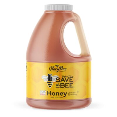 GloryBee Pure Clover Blend Honey, 100% US Grade A, Portion of Sales is Donated to Save The Bee, Family Owned, Sweeten Dishes & Beverages, 5 lb, 80 Oz