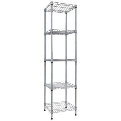 5 Tier Standing Shelving Metal Units, Adjustable Height Wire Shelf Display Rack for Laundry Bathroom Kitchen 11.8 W x 11.8 D x 50 H (5-Tier, Silver)