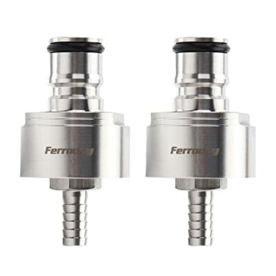 FERRODAY Stainless Steel Carbonation Cap Counter Pressure Bottle Filling 5/16 Barb CO2 Coupling to Carbonate Soda Beer Water Stainless Steel PET Bottle Filling Carbonation Cap & O-ring + Flat Gasket
