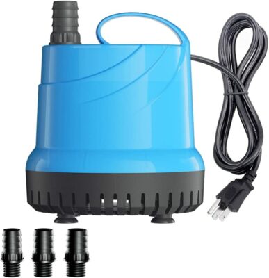1300GPH Submersible Pump(5000L/H, 125W), Ultra Quiet Water Pump with 16.4ft. High Lift, Fountain Pump 3 Hose Adapter for Fish Tank, Pond, Aquarium, Statuary, Hydroponics, Hottub