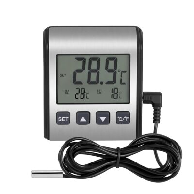 Refrigerator Thermometer ,Freezer Thermometer, high and Low Temperature Alarm, Extra Sensor,Big LCD,Stainless Panel