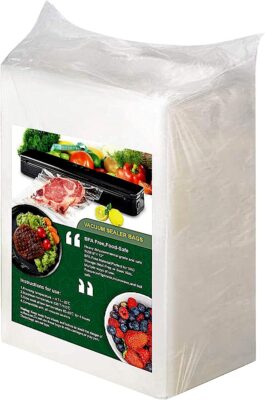 300-Count Food Vacuum Sealer Bags 8 x 12 inch, Thick BPA Free Sous Vide Bags Compatible with All Vac Machines, Food Saver, Seal a Meal, Weston, Commercial Grade Quart Precut Meal Prep Storage Bags