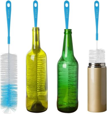16" Bottle Brush Cleaner for Water Bottle - Long Handle Bottle Brush for Washing Wine, Beer, Swell, Decanter, Kombucha, Thermos, Glass Jugs and Long Narrow Neck Bottles
